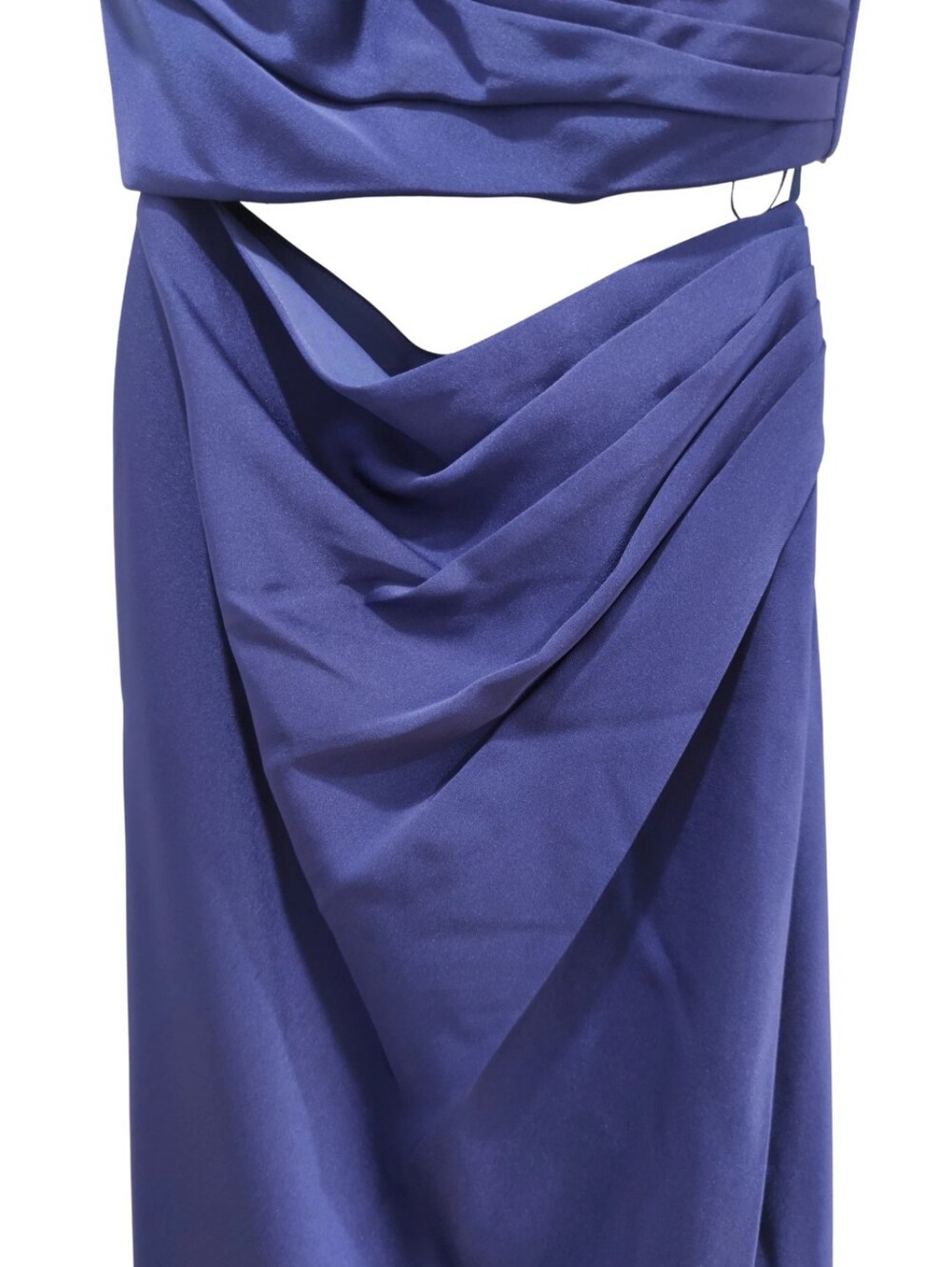 La Femme Elegant Deep Blue Two-Piece Satin Evening Dress - Picture 3 of 9